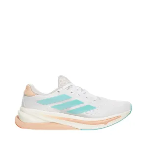 Adidas Women's Supernova Solution 2 Sneaker in White/Flash Aqua/Power Coral