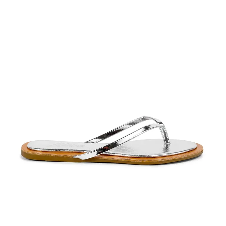 AGORA-1 BASIC FLAT THONG SLIDE WITH COMFY DETAIL ON-SILVER