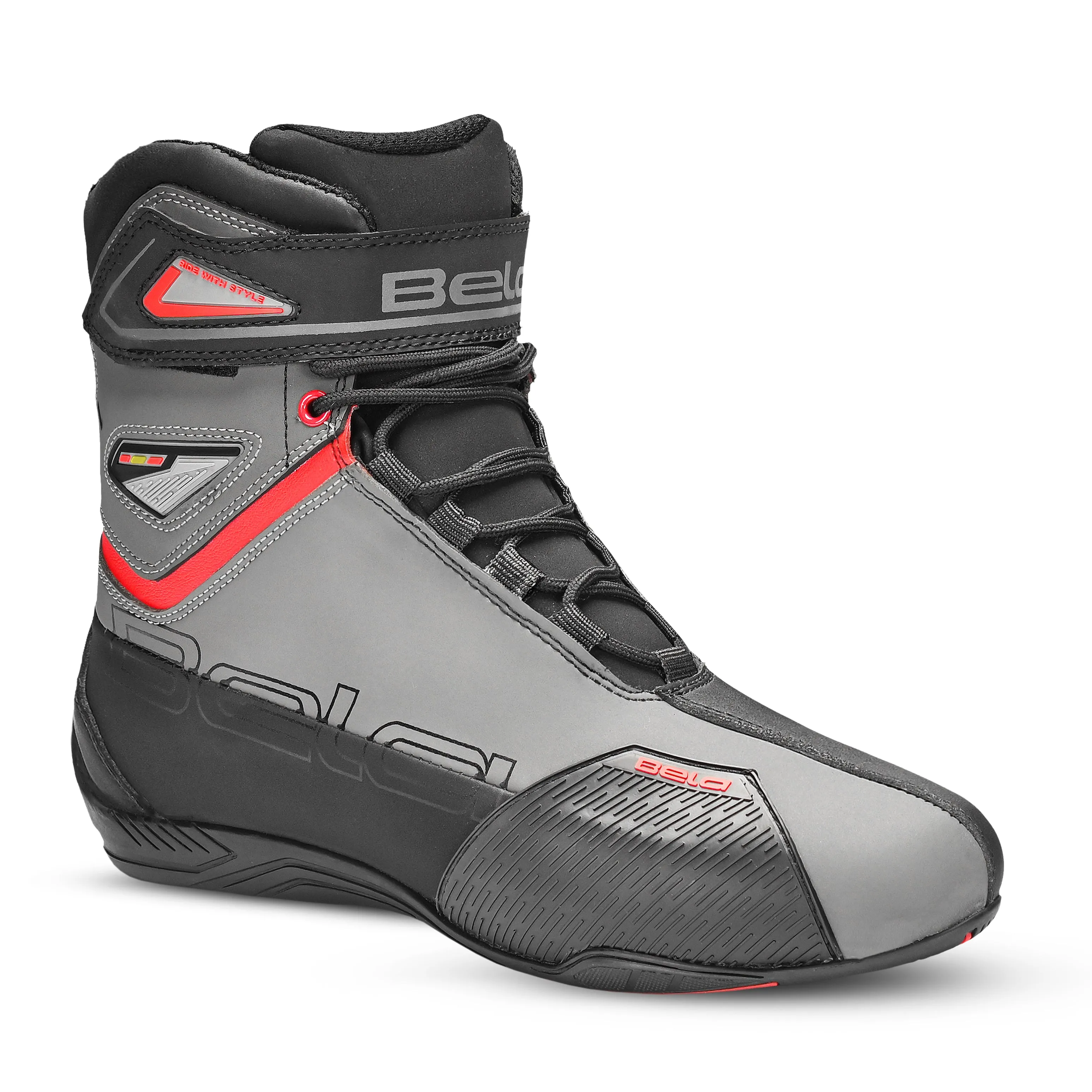 BELA Blaze Urban Motorcycle Boots Black Grey Red