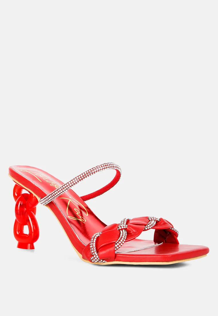 Big Plan Diamante Detail Mid Heel Sandals