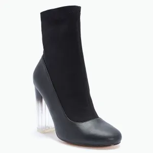 Block Heel Perspex Ankle Sock Boot