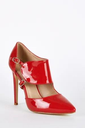 Cut Out Patent Buckle Court Shoes