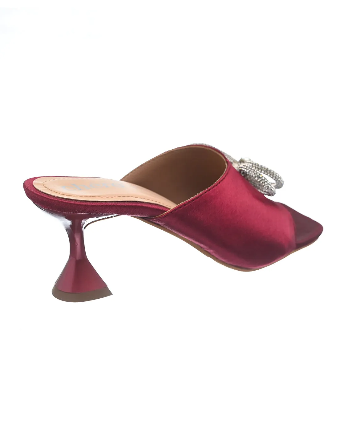 Designer Wine Colored satin heels for Women