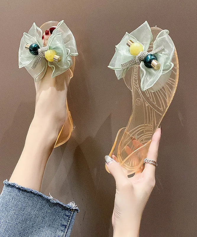 Fashion Tulle Bow Transparent Crystal Walking Sandals AA003