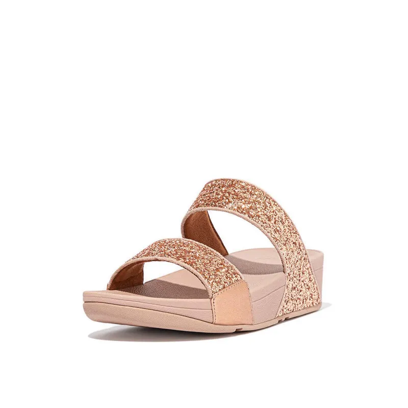 Fitflop Lulu Women's Glitter Slides - Rose Gold