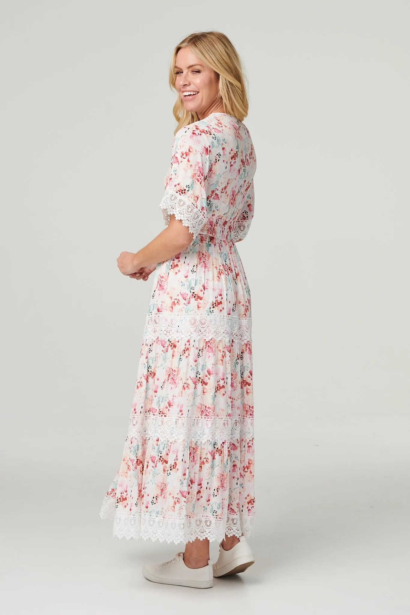 Floral Lace Detail Maxi Dress