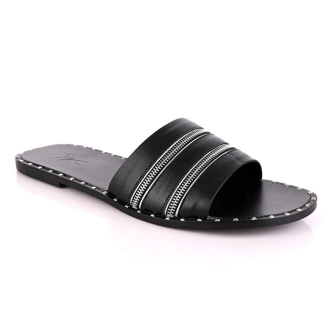 Giuseppe Zanotti Zip Detail Slide Sandals