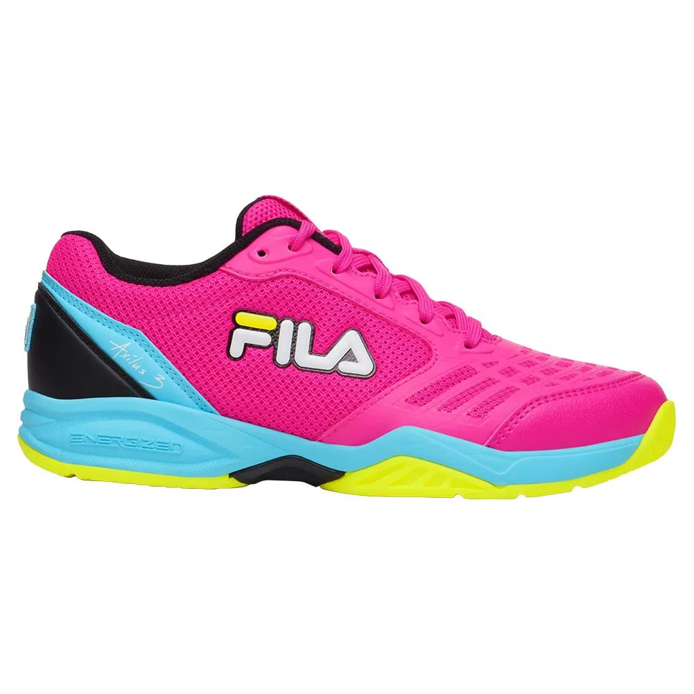 Juniors` Axilus 3 Tennis Shoes Pink Glo and Bluefish