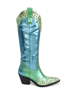 KNOX-BLUEMULTI MIXED METALLIC WESTERN BOOT