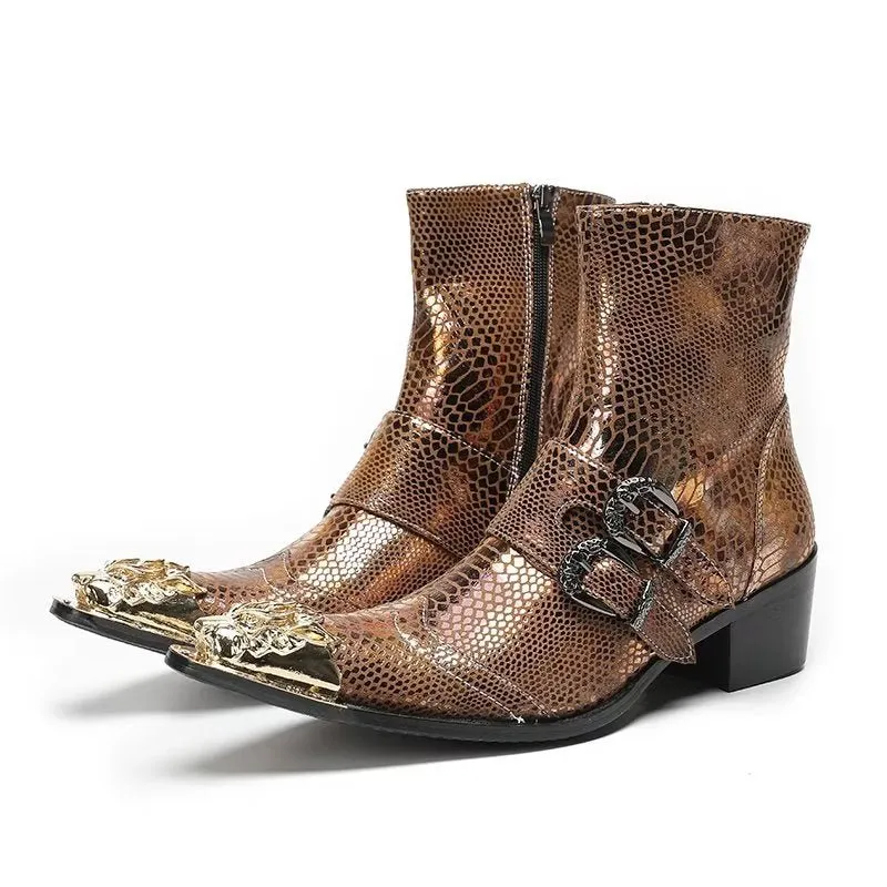 Lux Croc Pattern Leather Dress Boots