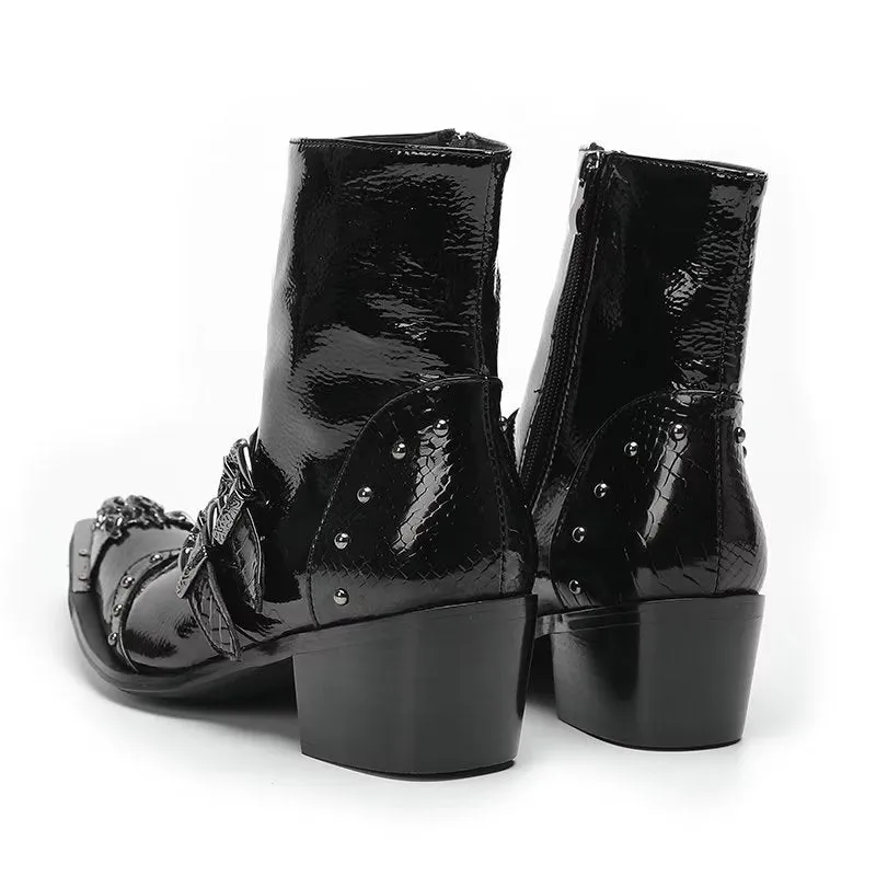 Lux Croc Pattern Leather Dress Boots