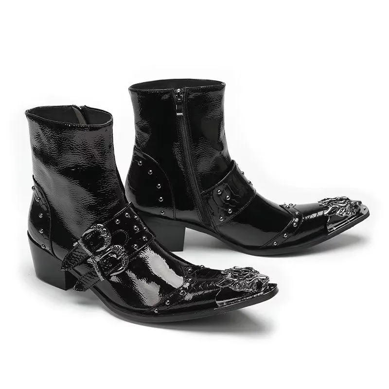 Lux Croc Pattern Leather Dress Boots