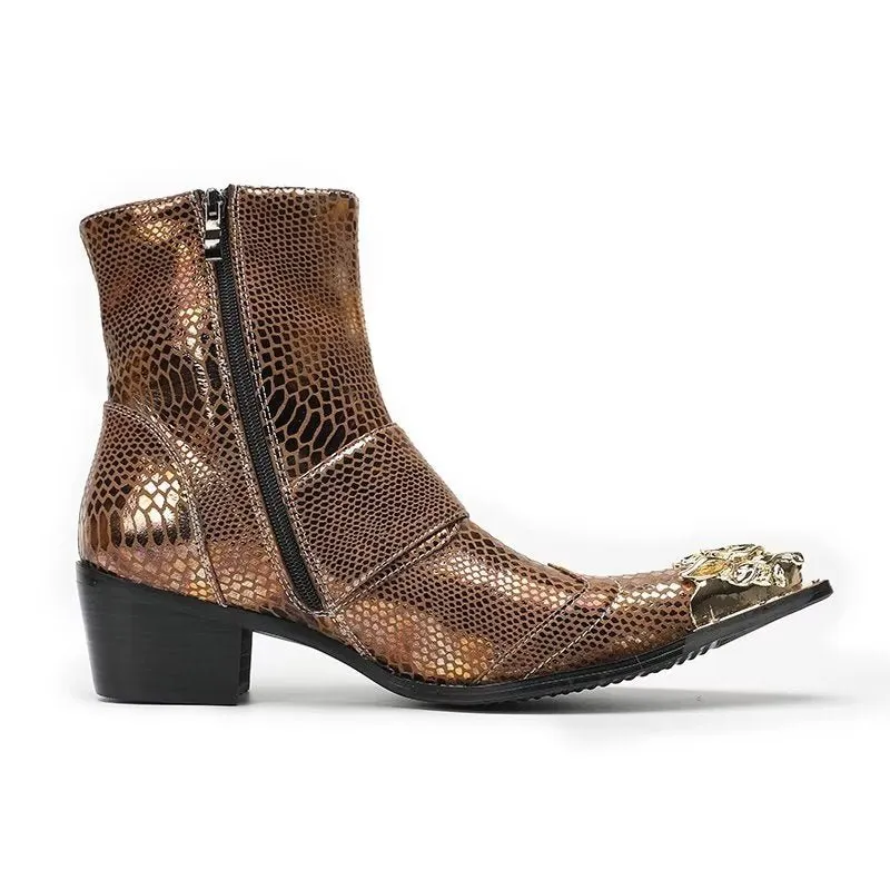 Lux Croc Pattern Leather Dress Boots