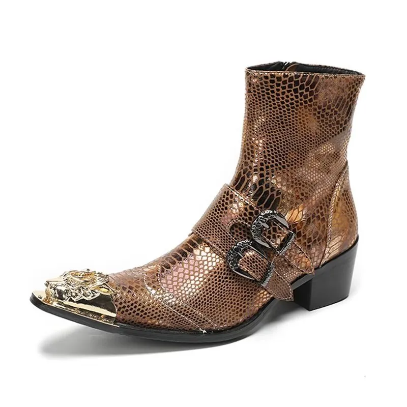 Lux Croc Pattern Leather Dress Boots