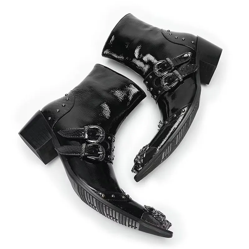 Lux Croc Pattern Leather Dress Boots