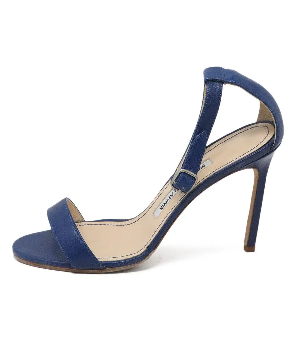 Manolo Blahnik Blue Leather Heels sz 7