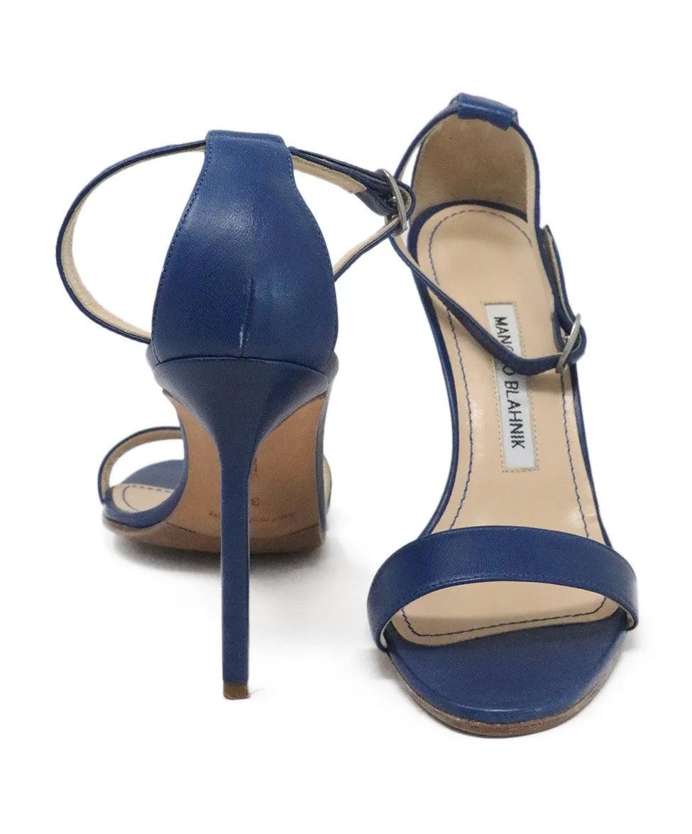 Manolo Blahnik Blue Leather Heels sz 7