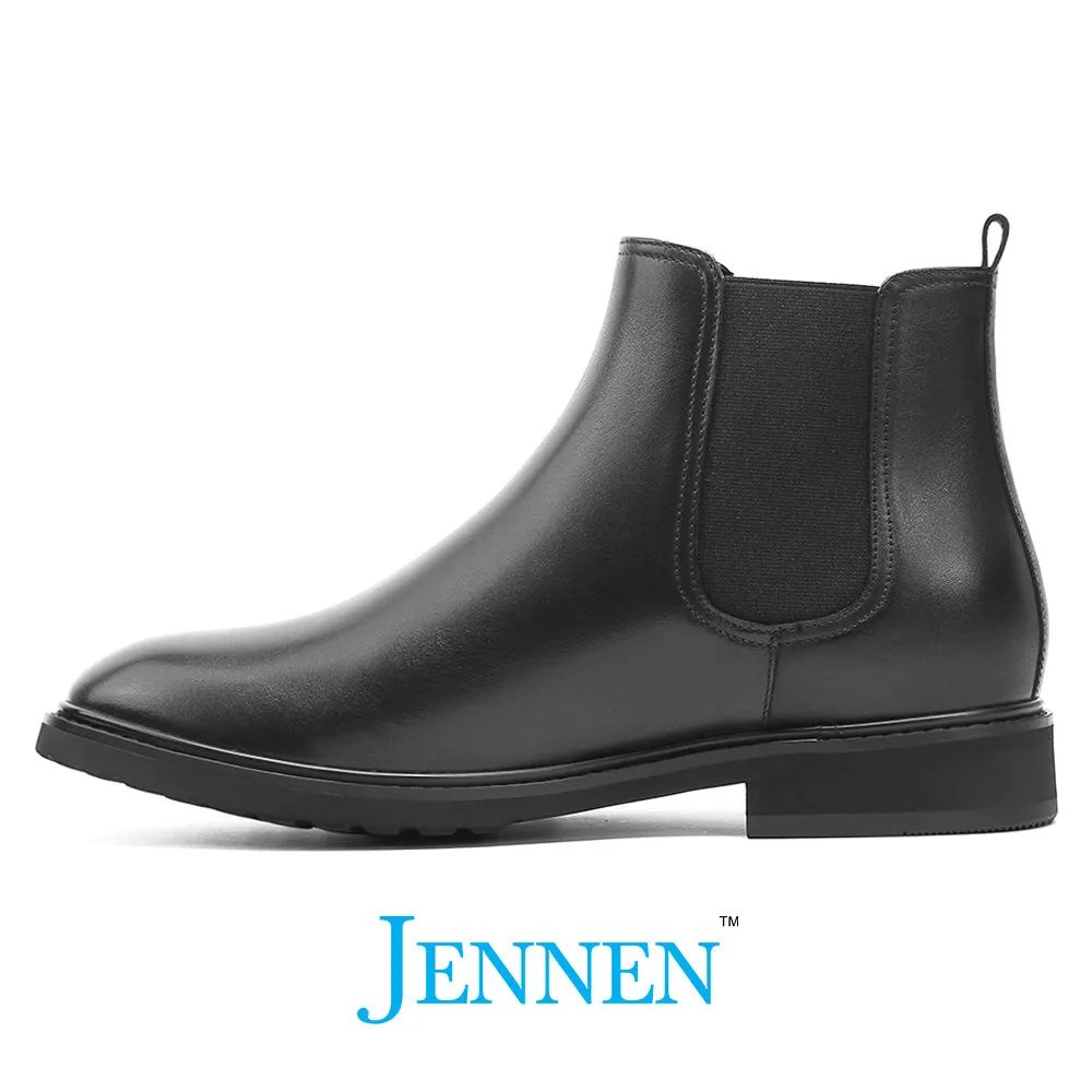 Mr. Tognetti 7cm | 2.8 inches All-Black Leather Height Increasing Boots