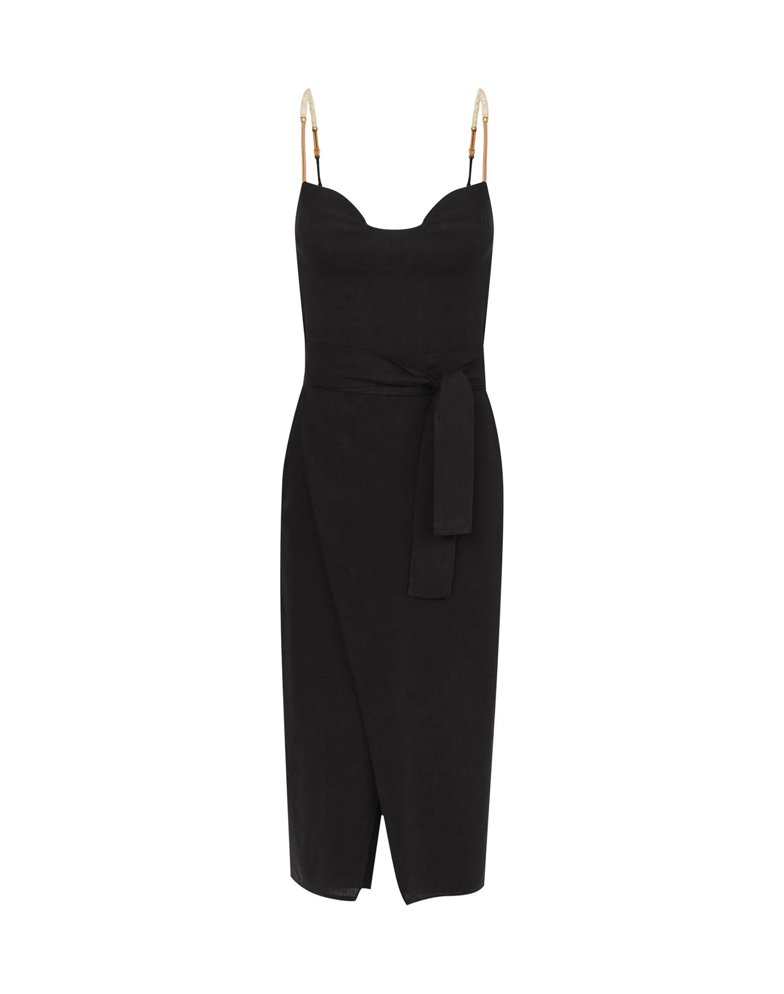 Nila Detail Midi Dress - Black