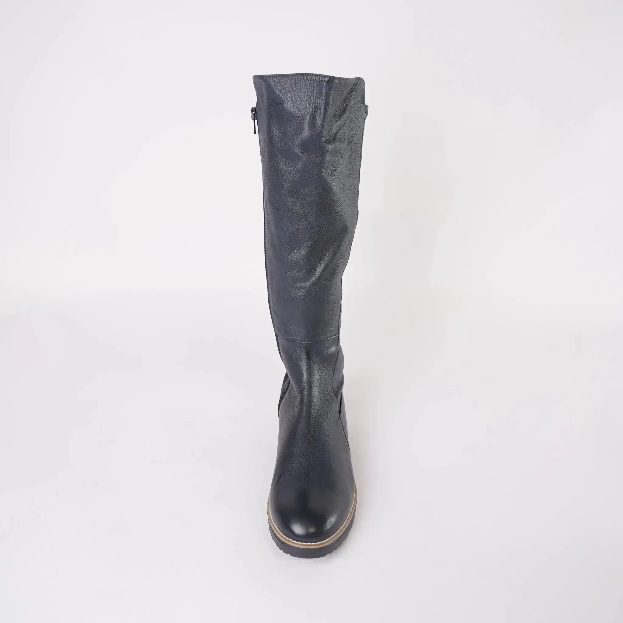 Oletta Navy Leather Knee High Boots