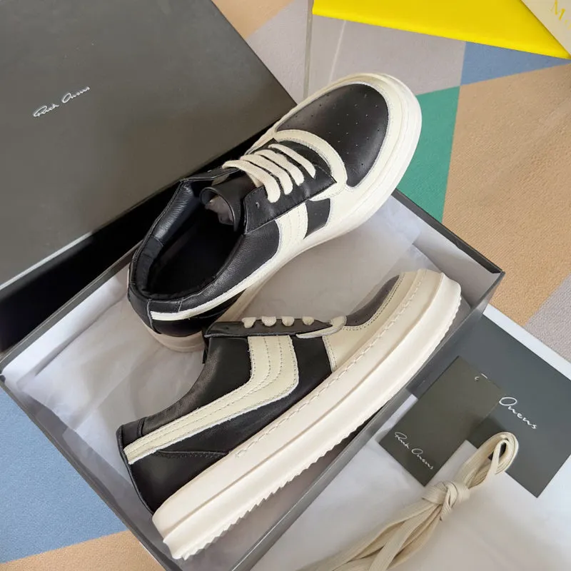 Rick Owens Black and White Low-Top Sneakers