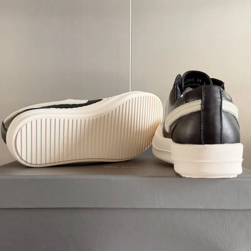 Rick Owens Black and White Low-Top Sneakers