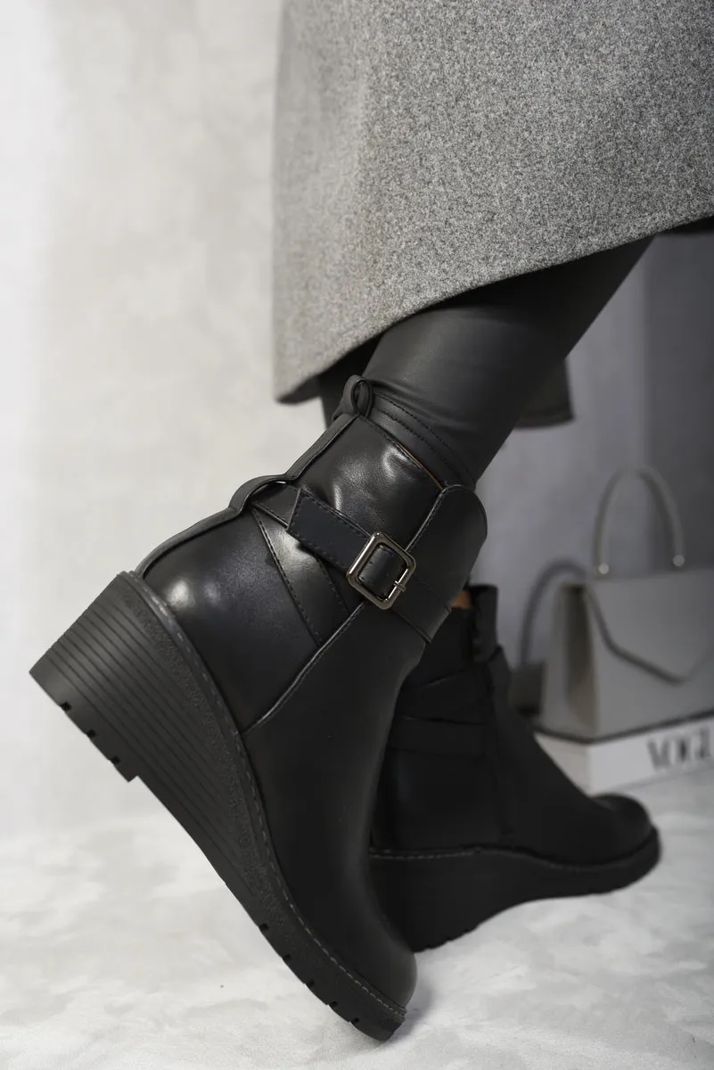 Side Zip Low Wedge Chelsea Ankle Boots