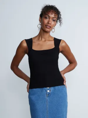 Sleeveless Square Neck Sweater Tee