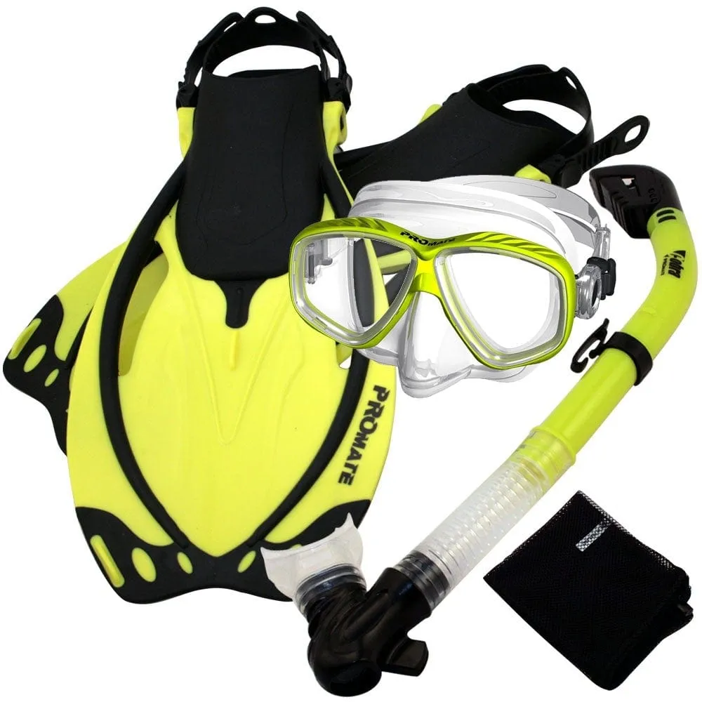 Snorkeling Scuba Dive Dry Snorkel Purge Mask Fins Gear Set - SCS0011