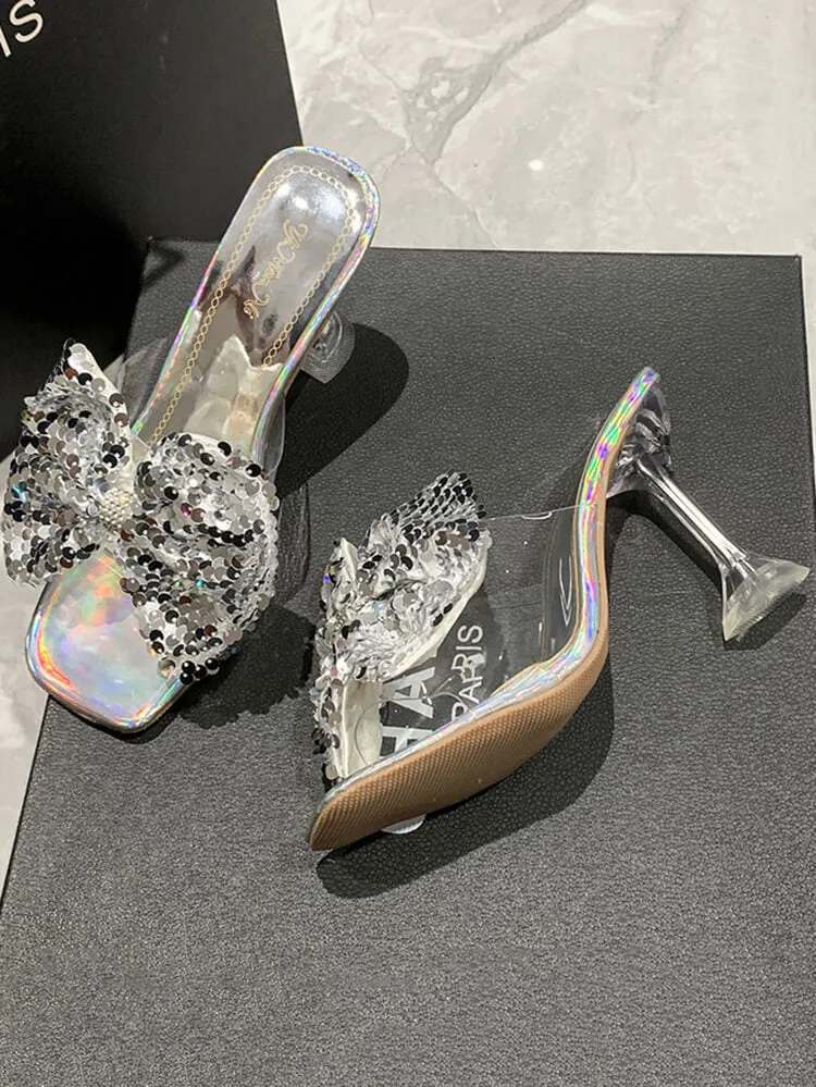 Sparkling Butterfly Bow High Heel Sandals