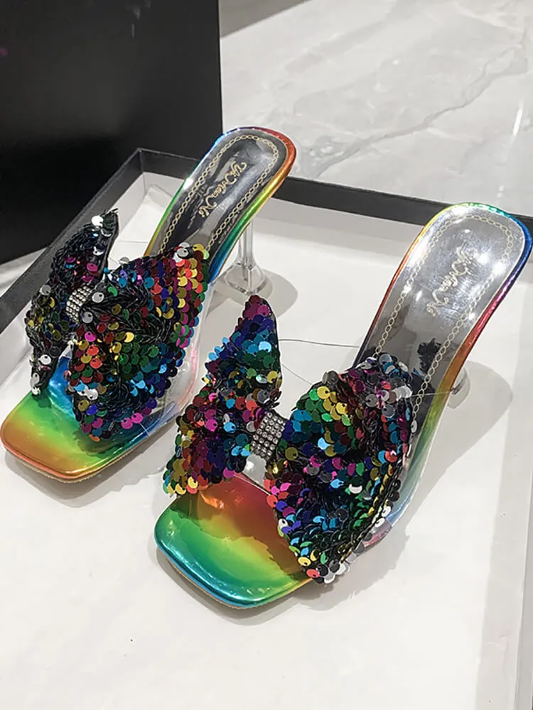 Sparkling Butterfly Bow High Heel Sandals