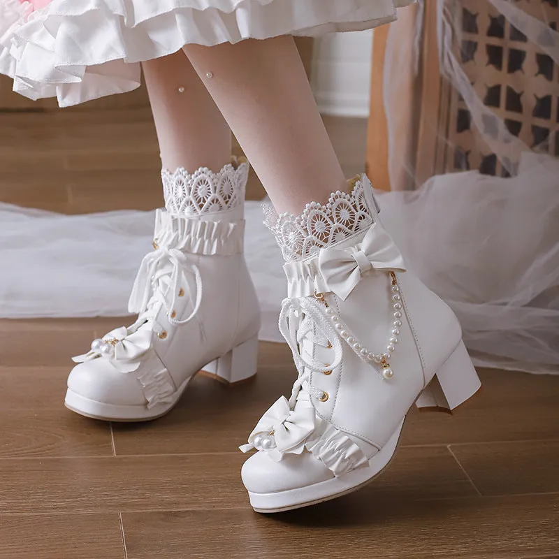 Uniwim Christmas Gifts Sweet Bow Beaded Women's Boots