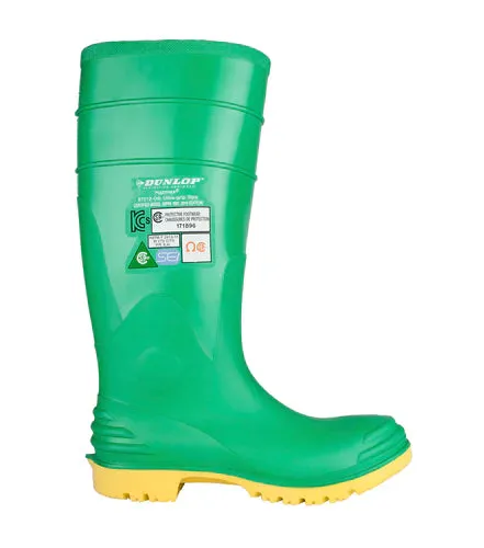 Work Boots - Dunlop 16" Hazmax Steel Toe & Midsole Waterproof High Chemical Resistant PVC Work Boots, D87012-15